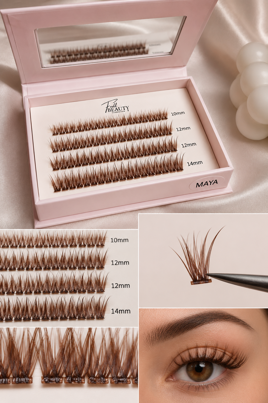 Cils pré-collés MAYA – Effet brun naturel